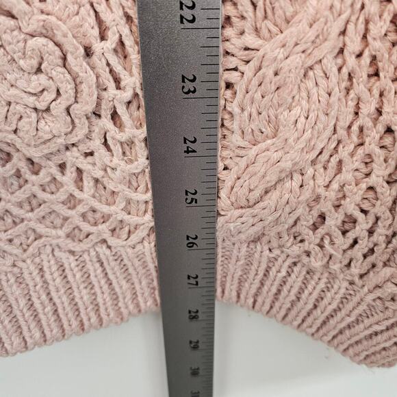 Vtg Carriage Court 80s Sweater Women Medium Pink Knit Coquette Cottage Grandma - Picture 5 of 8